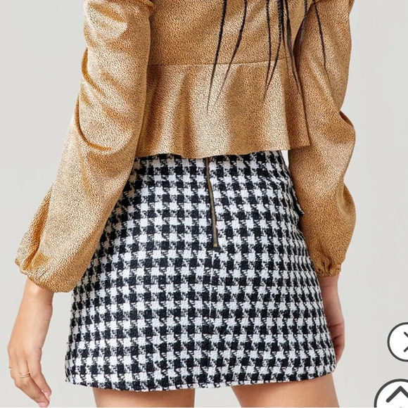 Francesca’s houndstooth tweed mini skirt NWOT XS - Picture 6 of 7